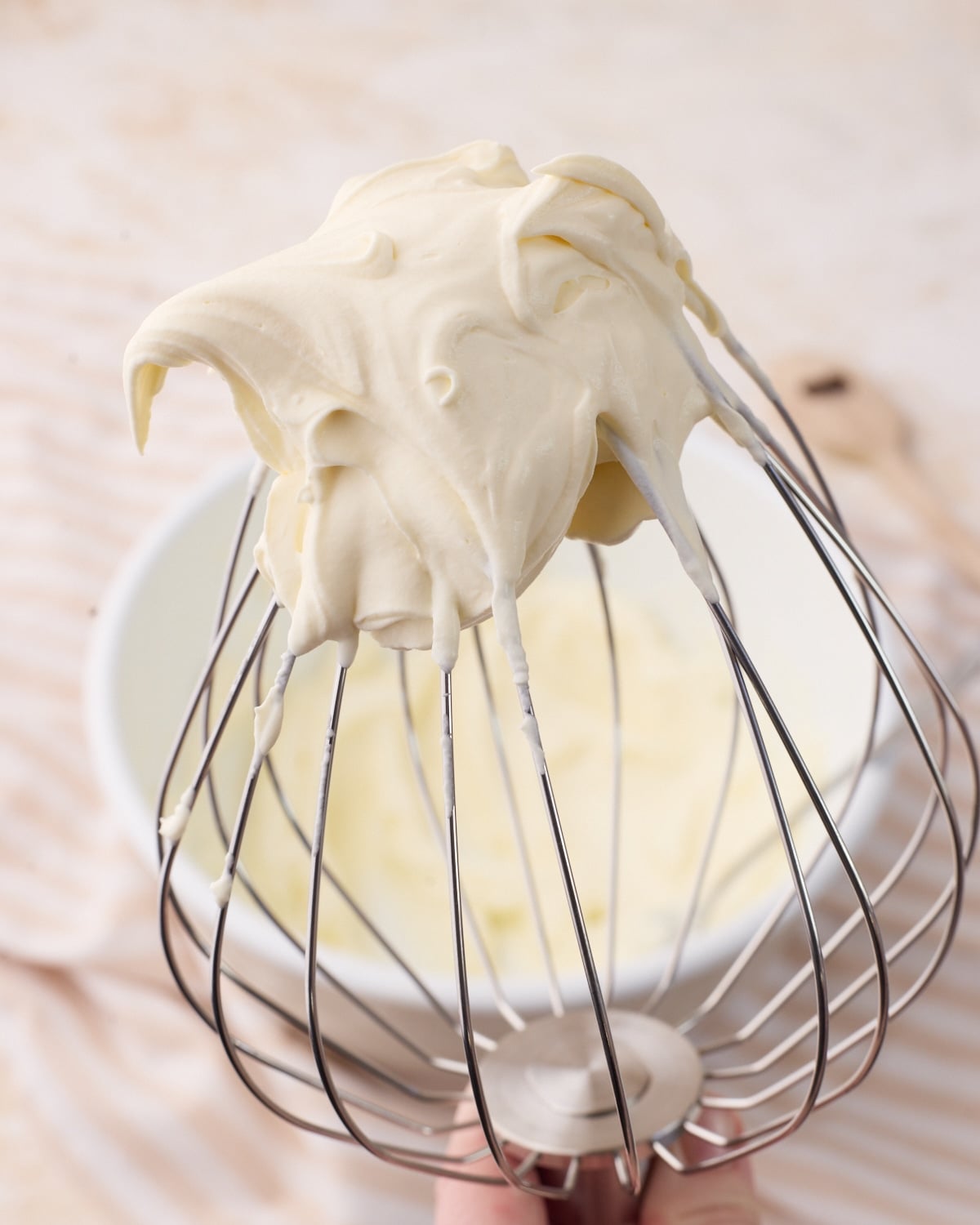whipped cream with medium peaks.