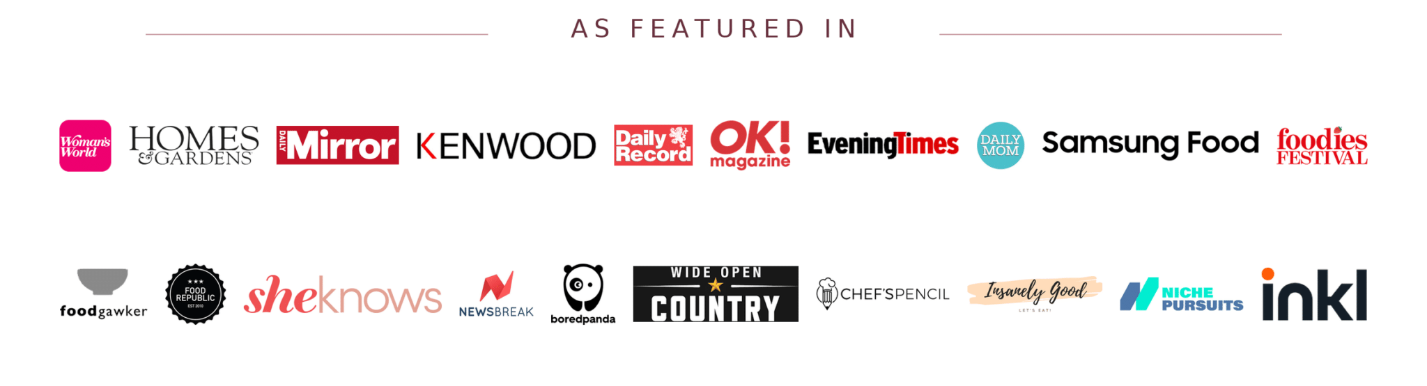 logo cloud showing all the places juliane grasekamp from bonni bakery has been featured.